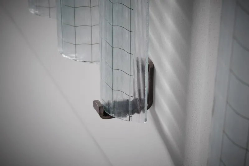 Discount Pamono Structured Corrugated Glass Panels by Saint-Gobain, France, 1950s