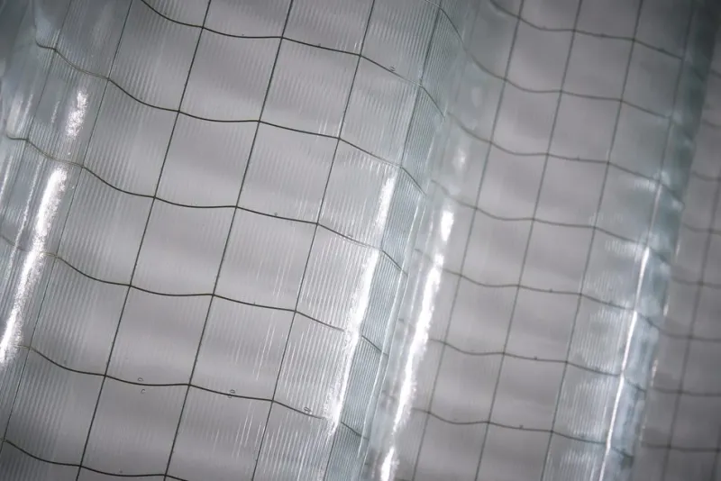 Discount Pamono Structured Corrugated Glass Panels by Saint-Gobain, France, 1950s