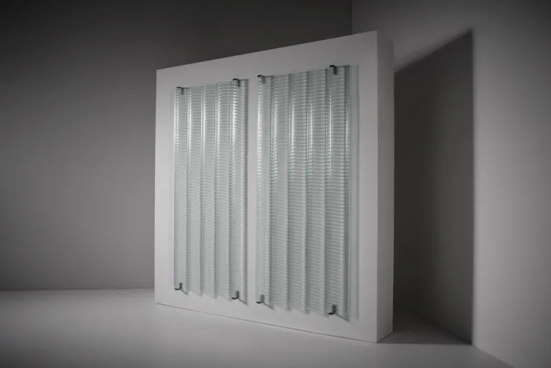 Discount Pamono Structured Corrugated Glass Panels by Saint-Gobain, France, 1950s