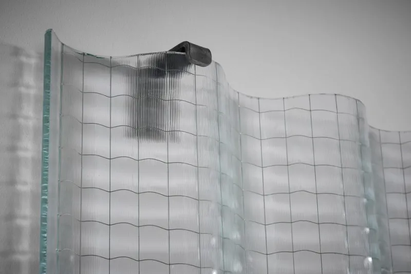 Discount Pamono Structured Corrugated Glass Panels by Saint-Gobain, France, 1950s