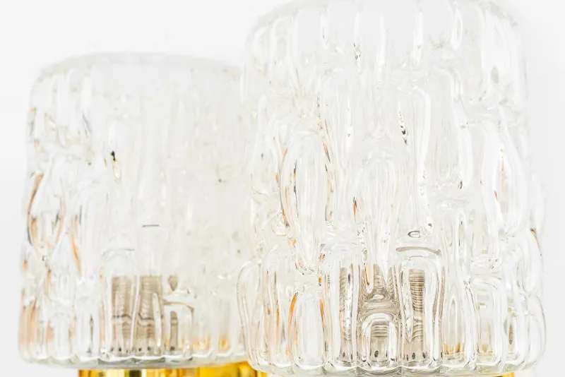 Pamono Structured Glass Wall Lamps by Rupert Nikoll, Vienna, Austria, 1950s, Set of 2> Wall Lights & Sconces