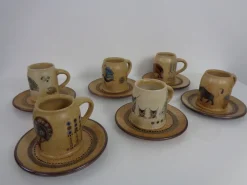Pamono Studio Ceramic Breakfast Plates & Coffee Mug by Heinz Theo Dietz, 1960s, Set of 12> Coffee & Tea Service