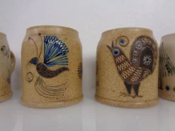 Pamono Studio Ceramic Breakfast Plates & Coffee Mug by Heinz Theo Dietz, 1960s, Set of 12><noscript><img width=