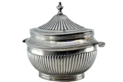 Pamono Sugar Bowl in Fluted Silver with Pearly Frieze and Outer Handles> Bottles, Carafes & Jugs
