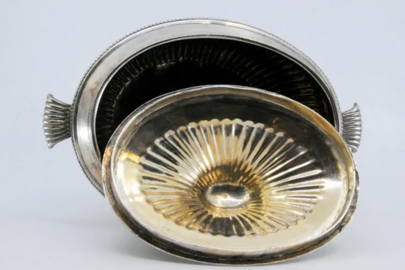 Pamono Sugar Bowl in Fluted Silver with Pearly Frieze and Outer Handles> Bottles, Carafes & Jugs