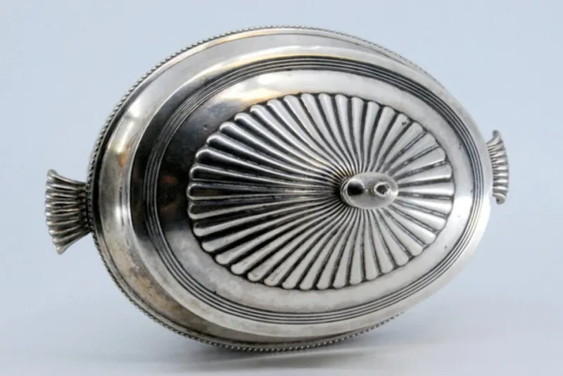 Pamono Sugar Bowl in Fluted Silver with Pearly Frieze and Outer Handles> Bottles, Carafes & Jugs