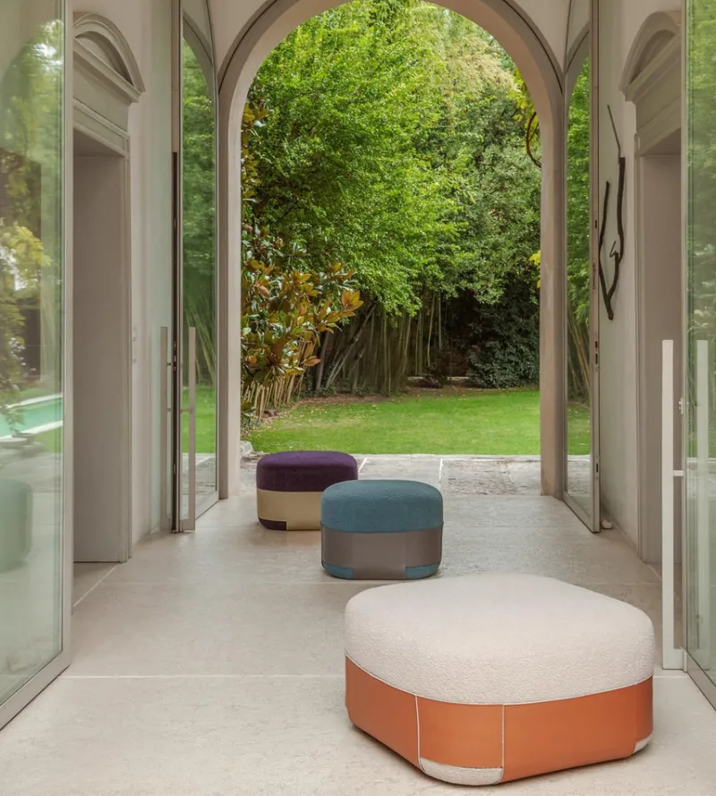 Pamono Sumo Bouclé Wool and Leather Pouf by Morica Design> Seating
