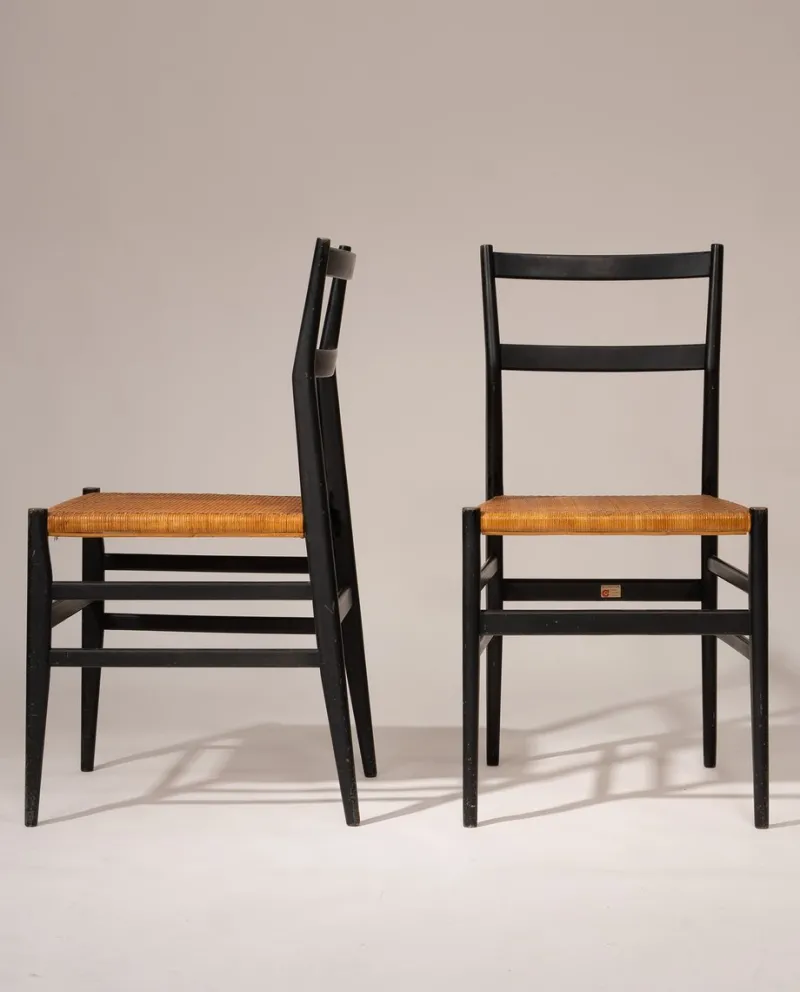 Pamono Superleggera Chairs by Gio Ponti from Cassina, 1957, Set of 2> Side Chairs & Dining Chairs
