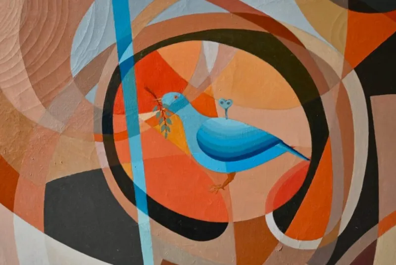 Pamono Surrealist Bird Composition, Acrylic on Canvas> Abstraction|Painting