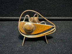 Sale Pamono Surrealist Brooch in Patinated Bronze with Its Original Base by Francisco Rebajes, 1950s