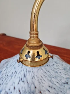 Pamono Swan Neck Wall Light in Brass and Blue Speckled Glass, 1930s