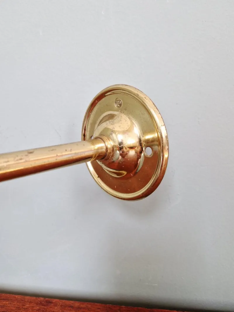 Pamono Swan Neck Wall Light in Brass and Blue Speckled Glass, 1930s