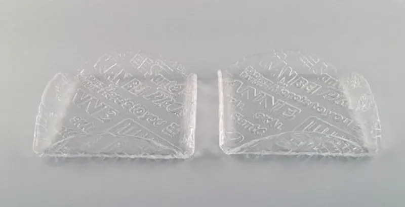 Pamono Swedish Art Glass Cheese Platters with Cheese Names & Bowls, 1980s, Set of 4> Trays
