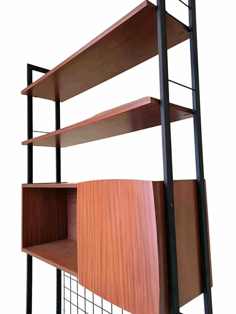 New Pamono Swedish Bookcase with 2 Desk Shelves