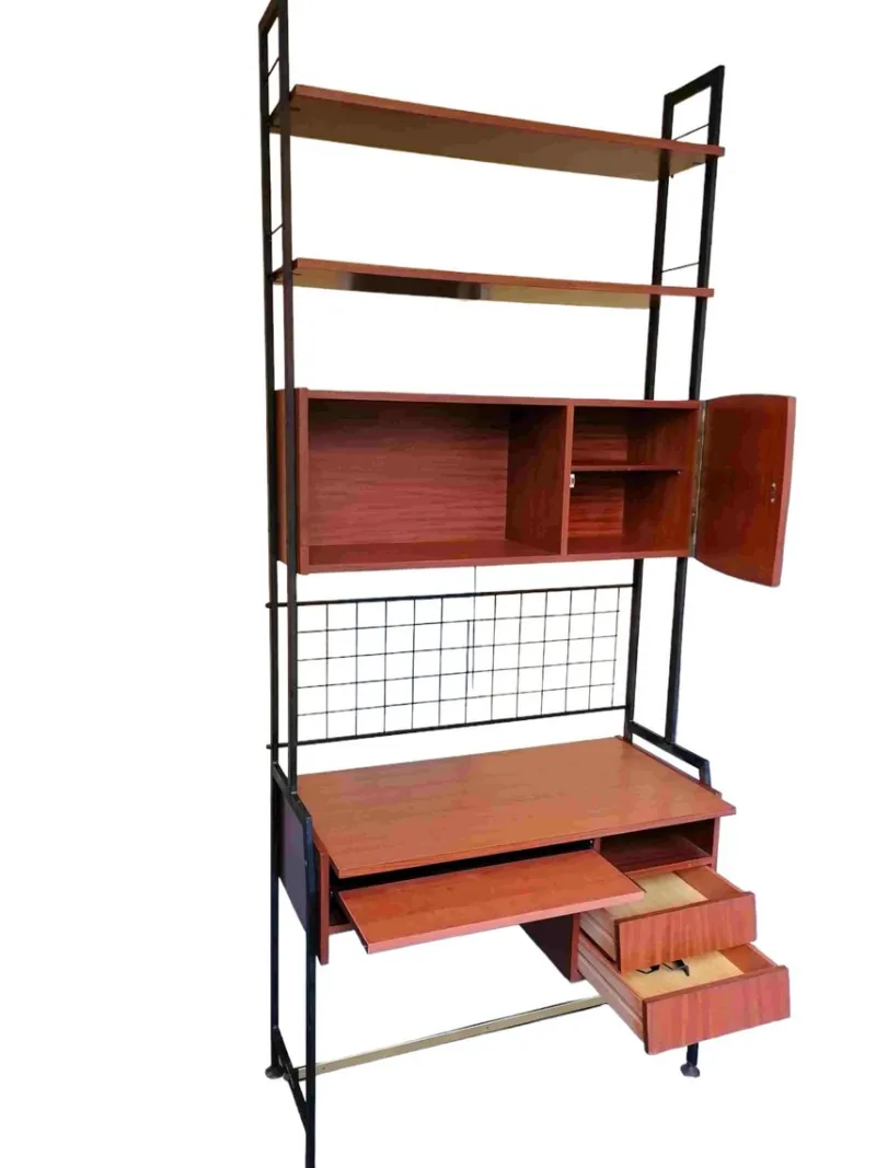 New Pamono Swedish Bookcase with 2 Desk Shelves