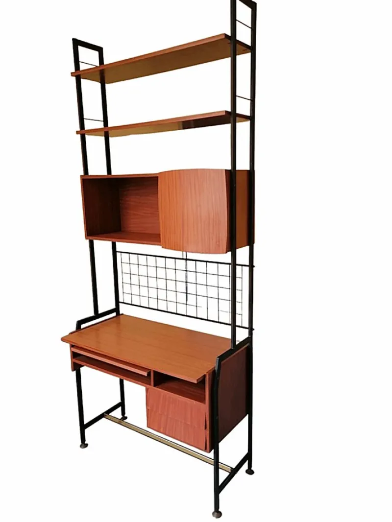 New Pamono Swedish Bookcase with 2 Desk Shelves