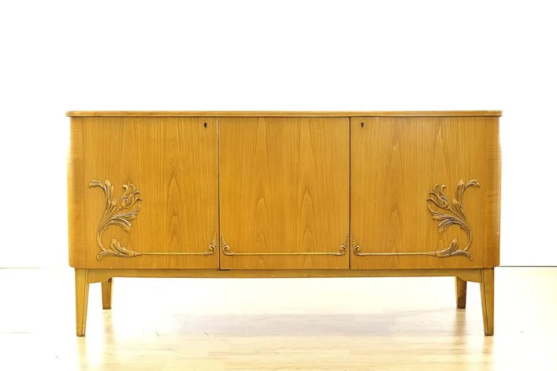 Discount Pamono Swedish Curved Sideboard in Birch, 1930s