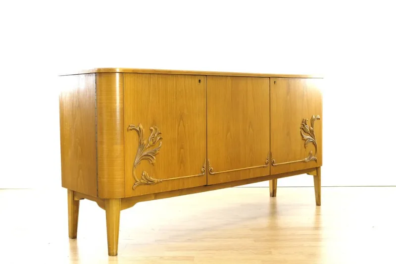 Discount Pamono Swedish Curved Sideboard in Birch, 1930s