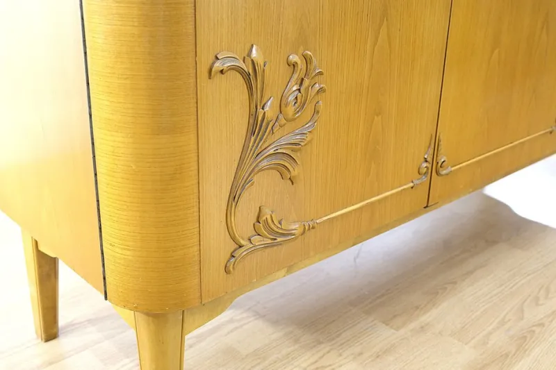 Discount Pamono Swedish Curved Sideboard in Birch, 1930s