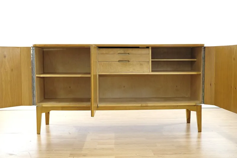 Discount Pamono Swedish Curved Sideboard in Birch, 1930s