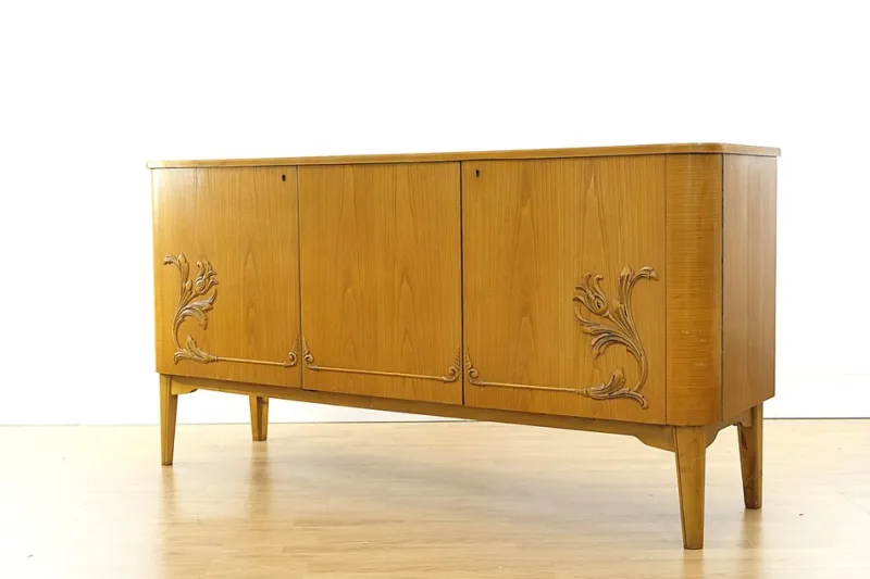 Discount Pamono Swedish Curved Sideboard in Birch, 1930s