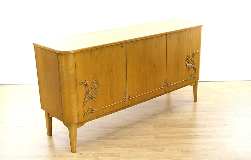 Discount Pamono Swedish Curved Sideboard in Birch, 1930s