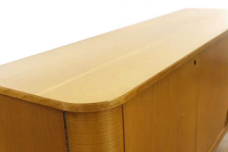 Discount Pamono Swedish Curved Sideboard in Birch, 1930s