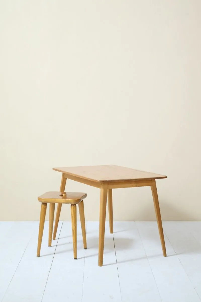 New Pamono Swedish Desk and Stool by Malmvall Göran, 1940s, Set of 2