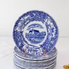 Pamono Swedish Dessert Plates Castles in Blue from Rörstrand, Set of 12> Serving Dishes