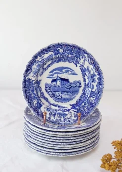 Pamono Swedish Dessert Plates Castles in Blue from Rörstrand, Set of 12> Serving Dishes
