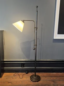 Pamono Swedish Grace Art Deco Floor Lamp in Bronze from Cebe, 1930s><noscript><img width=