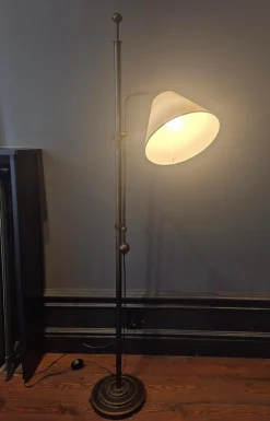 Pamono Swedish Grace Art Deco Floor Lamp in Bronze from Cebe, 1930s><noscript><img width=