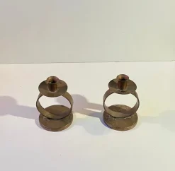 Pamono Swedish Grace Patinated Copper Circle Candleholders, 1920s, Set of 2><noscript><img width=