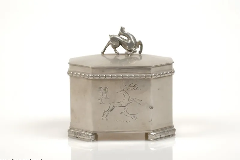 New Pamono Swedish Grace Pewter Tobacco Jar by Harald Linder for Uddevalla, 1920s