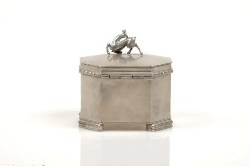 New Pamono Swedish Grace Pewter Tobacco Jar by Harald Linder for Uddevalla, 1920s