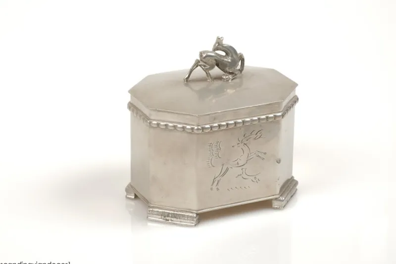 New Pamono Swedish Grace Pewter Tobacco Jar by Harald Linder for Uddevalla, 1920s