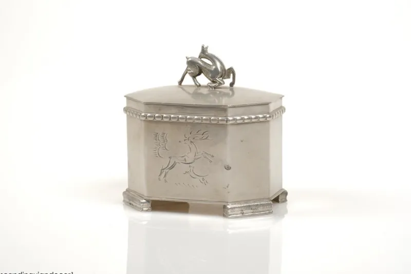 New Pamono Swedish Grace Pewter Tobacco Jar by Harald Linder for Uddevalla, 1920s