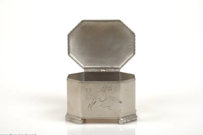 New Pamono Swedish Grace Pewter Tobacco Jar by Harald Linder for Uddevalla, 1920s