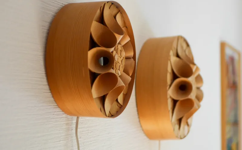 Pamono Swedish Handmade Wooden Sconces, Set of 2> Wall Lights & Sconces