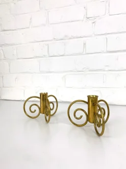 Clearance Pamono Swedish Modern Brass Candlesticks by Lars Holmström for Svenskt Tenn, Sweden, 1950s, Set of 2