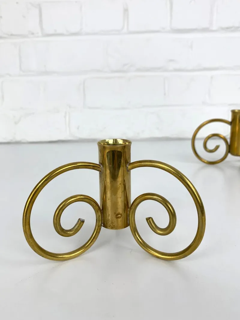 Clearance Pamono Swedish Modern Brass Candlesticks by Lars Holmström for Svenskt Tenn, Sweden, 1950s, Set of 2