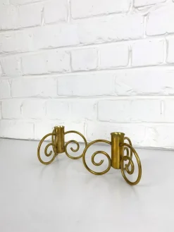 Clearance Pamono Swedish Modern Brass Candlesticks by Lars Holmström for Svenskt Tenn, Sweden, 1950s, Set of 2
