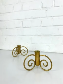Clearance Pamono Swedish Modern Brass Candlesticks by Lars Holmström for Svenskt Tenn, Sweden, 1950s, Set of 2