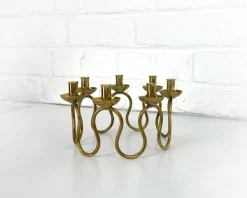 Pamono Swedish Modern Brass Candelabra by Lars Holmström for Svenskt Tenn, Sweden, 1950s> Candleholders