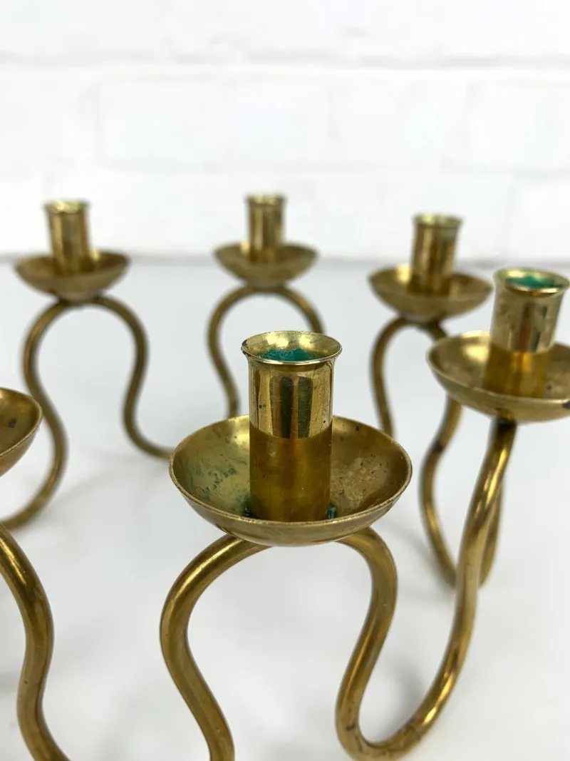 Pamono Swedish Modern Brass Candelabra by Lars Holmström for Svenskt Tenn, Sweden, 1950s> Candleholders