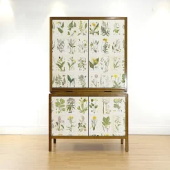 Pamono Swedish Modern Cabinet with Nordens Flora Illustrations by C.A.M Lindman, 1940s> Cabinets & Wardrobes