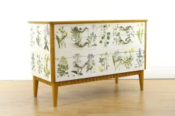 Pamono Swedish Modern Dresser with Nordens Flora Illustrations by C. A. M. Lindman, 1930s> Dressers, Commodes & Chests