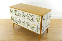 Pamono Swedish Modern Dresser with Nordens Flora Illustrations by C. A. M. Lindman, 1930s><noscript><img width=