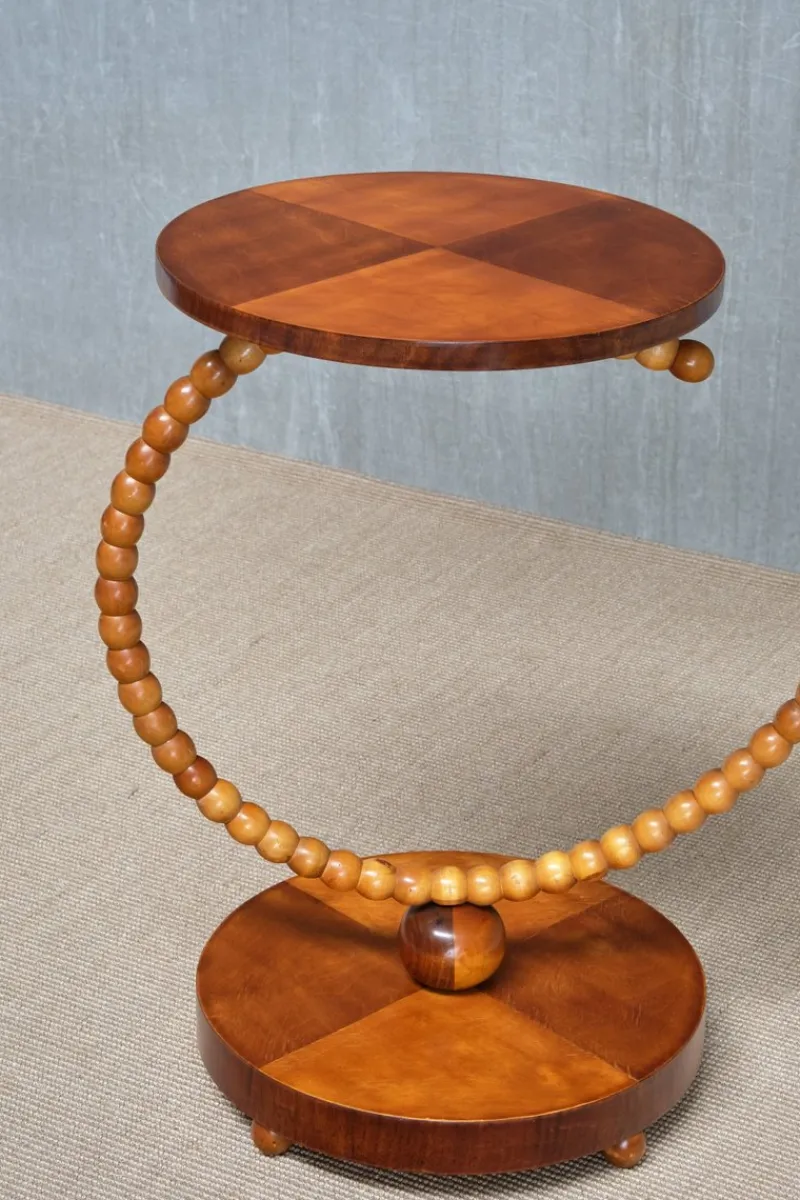 Pamono Swedish Modern Sculptural Floor Lamp with Table & Turned Orb Arm, Late 1930s> Floor Lamps