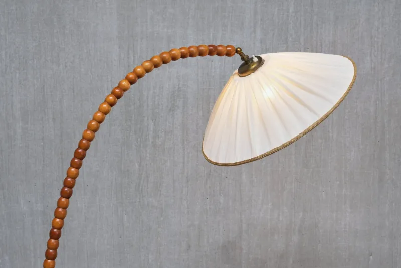 Pamono Swedish Modern Sculptural Floor Lamp with Table & Turned Orb Arm, Late 1930s> Floor Lamps